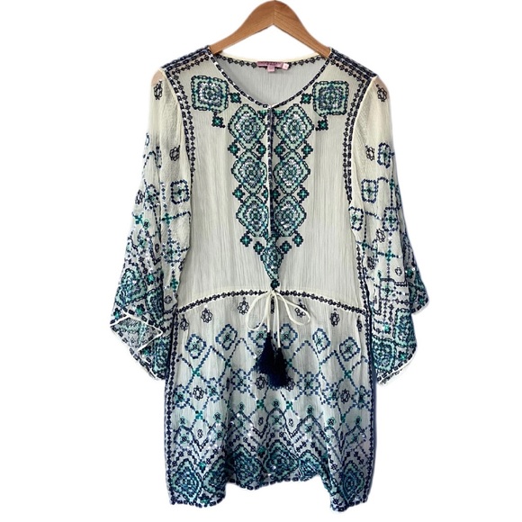 Calypso St. Barth Velsia Silk Beaded Sheer Tunic Top Swimsuit Coverup Size Small - Picture 2 of 10
